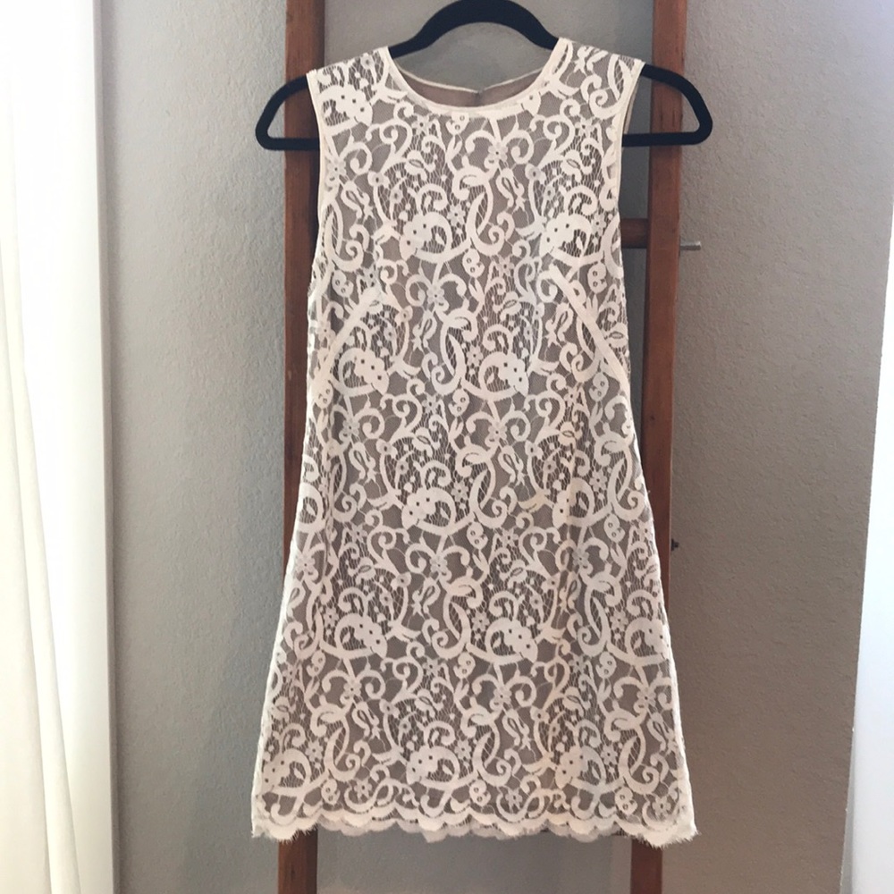 Loft sleeveless lace dress 0 cream off white